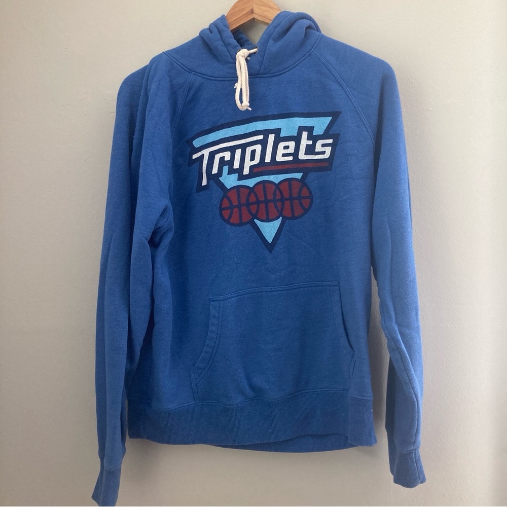 Mens Homage Triplets Basketball big 3 Blue Drawstring Hoodie Sweatshirt M
